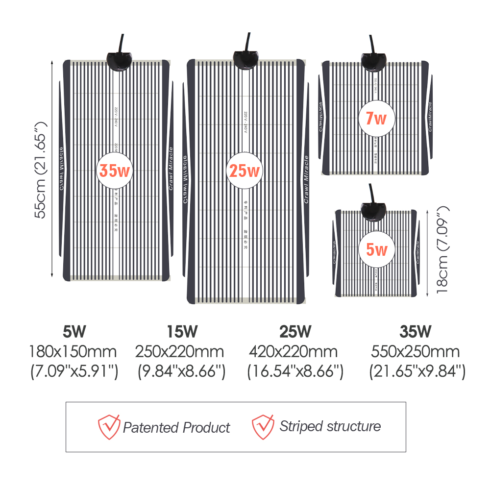 5W 15W 25W 35W Graphene Reptil - đánh giá và giá Seedling Heat Mat